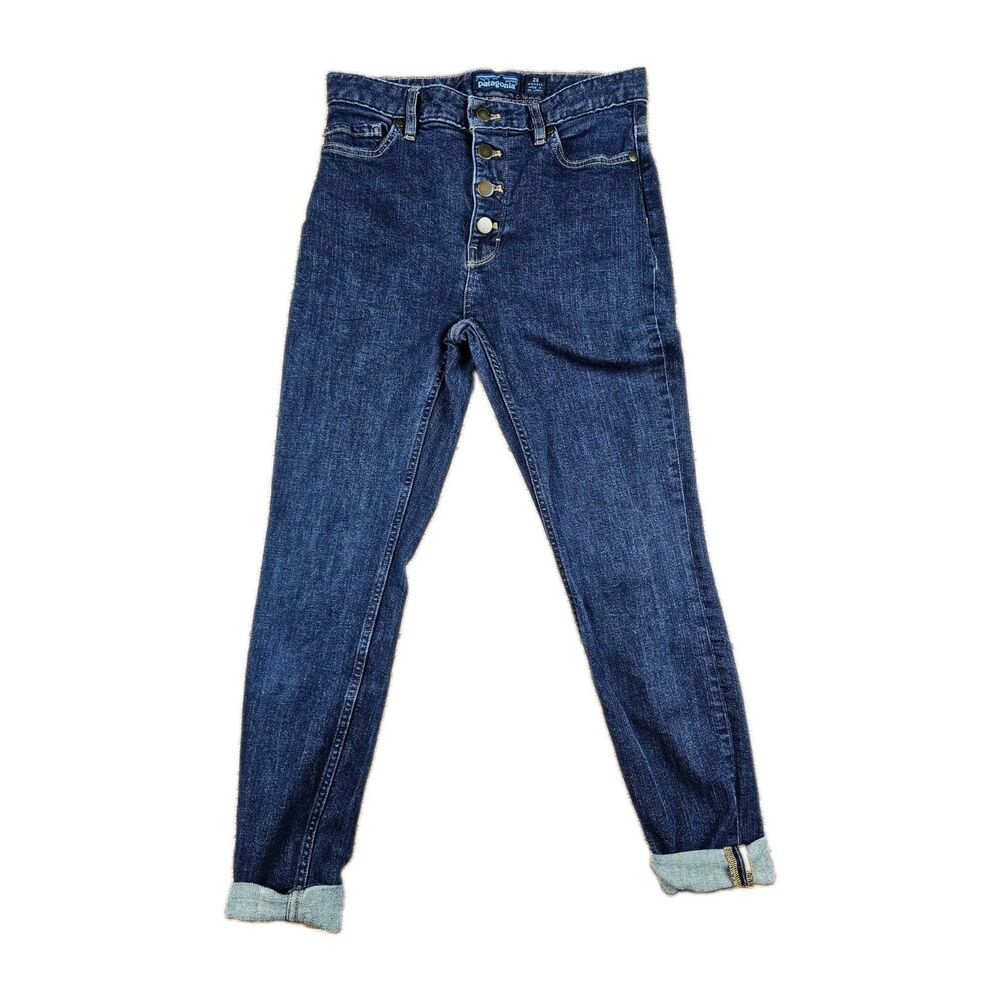 Patagonia Womens 28 Blue Skinny Jeans Mid Rise Stretch Organic Cotton Blend EUC